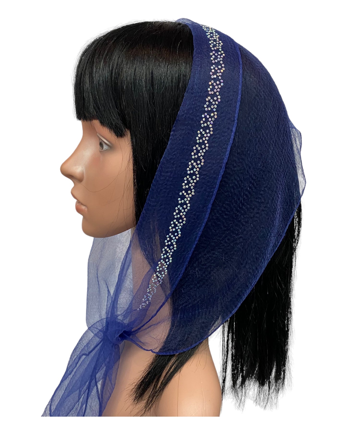Long Narrow | Nylon | New Flourish Border Rhinestones | Scarf