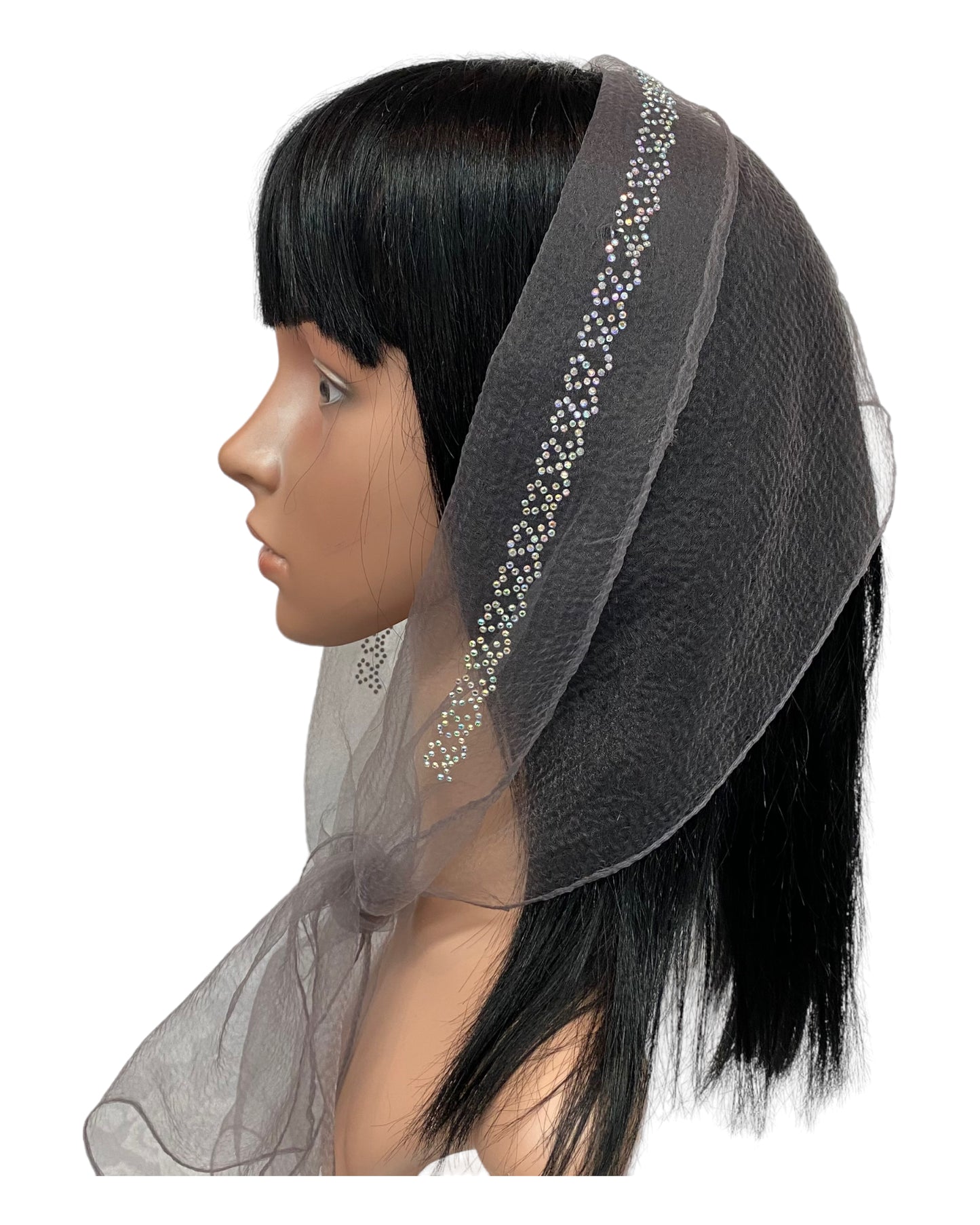 Long Narrow | Nylon | New Flourish Border Rhinestones | Scarf