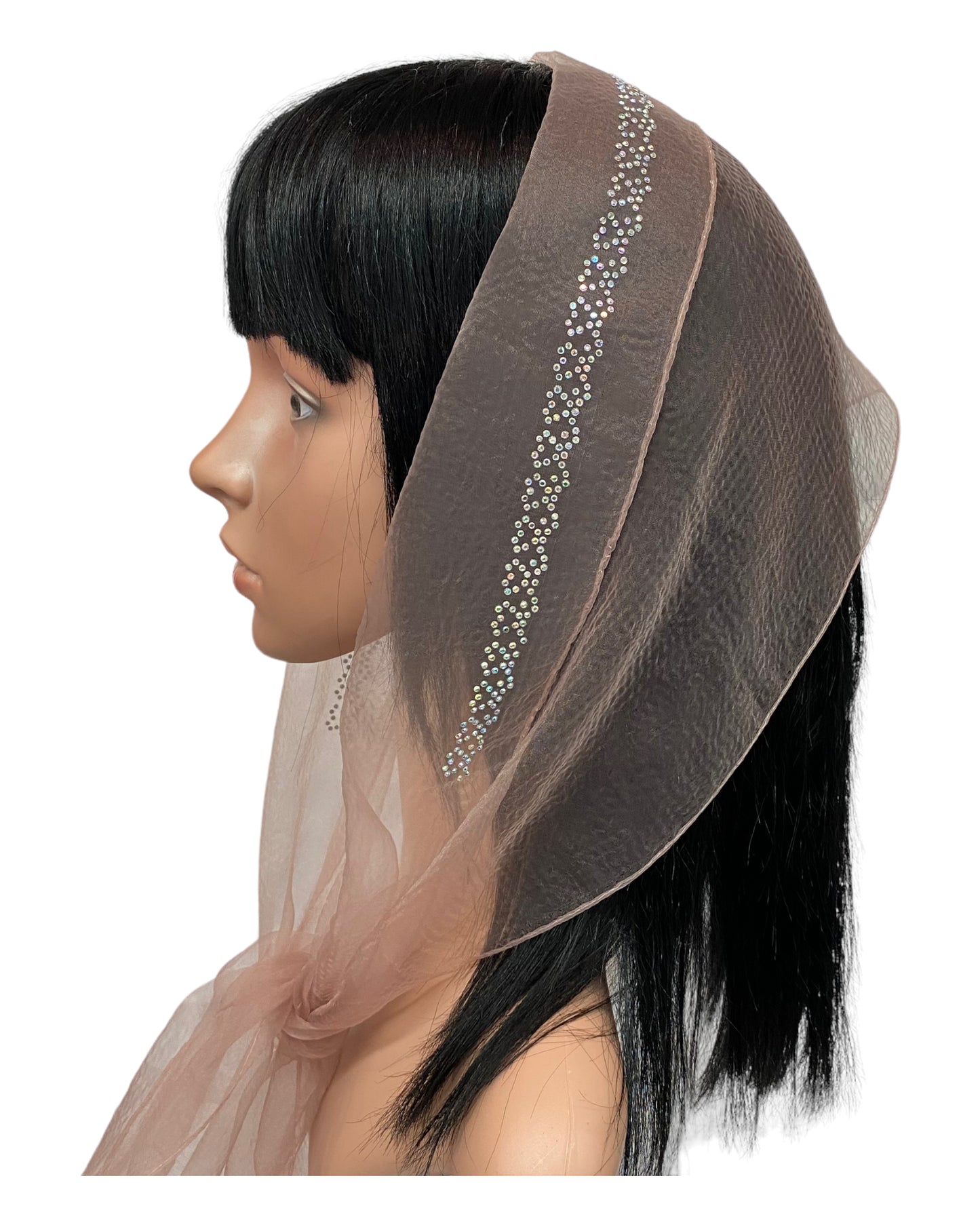 Long Narrow | Nylon | New Flourish Border Rhinestones | Scarf