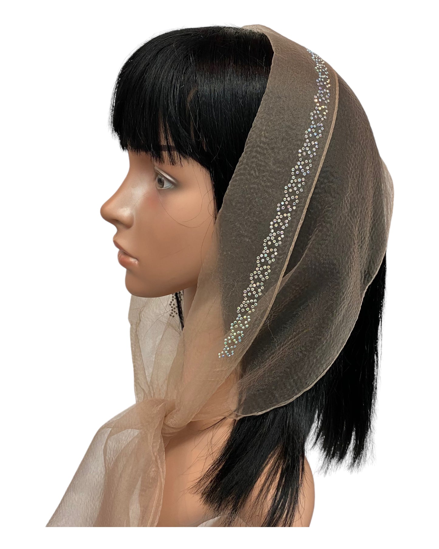 Long Narrow | Nylon | New Flourish Border Rhinestones | Scarf