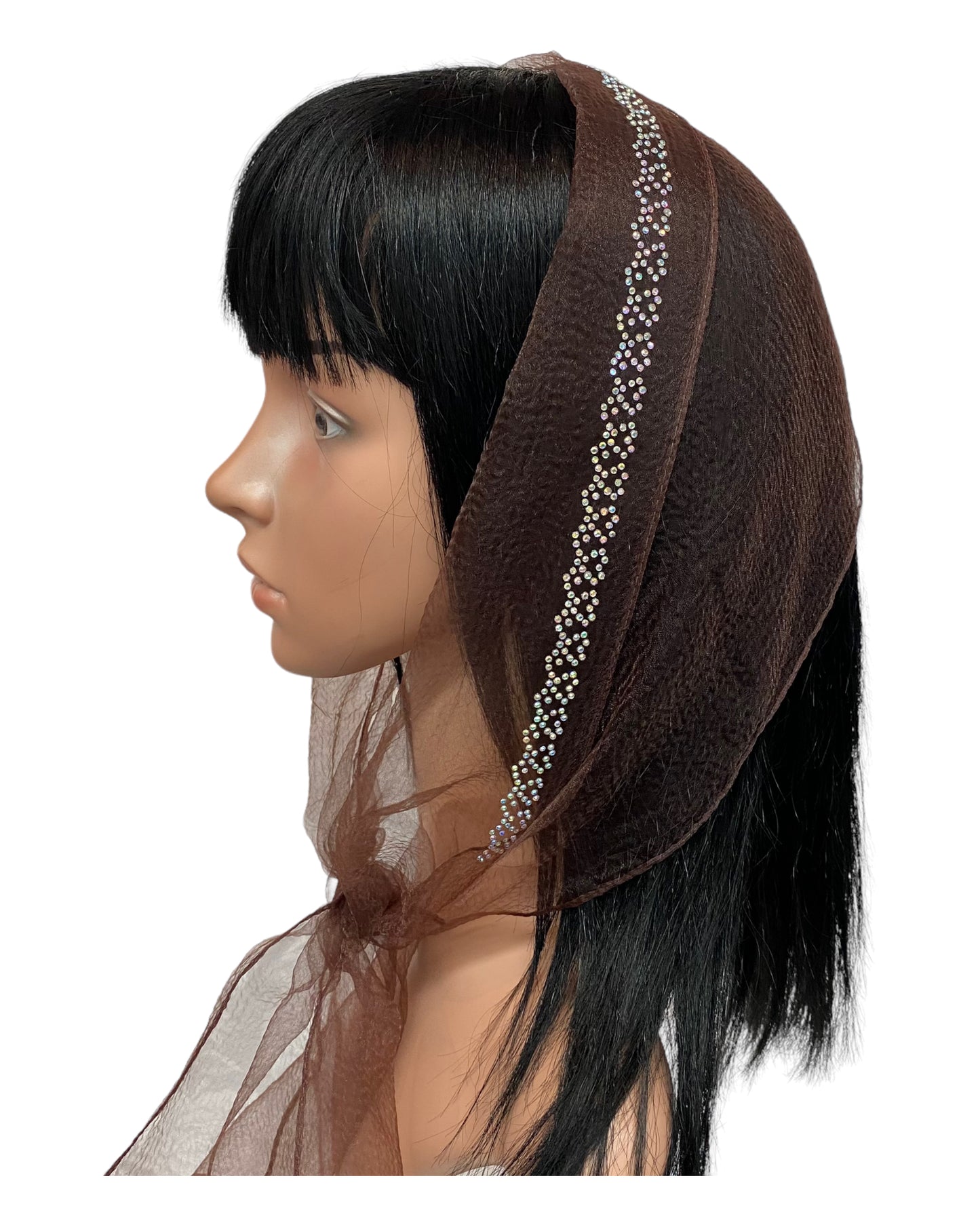 Long Narrow | Nylon | New Flourish Border Rhinestones | Scarf