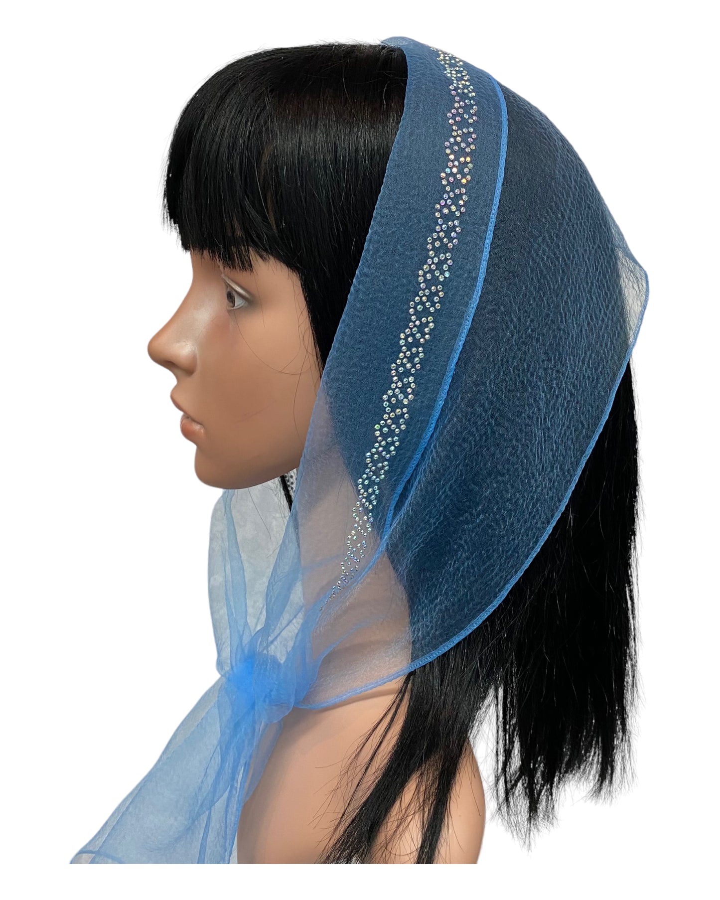 Long Narrow | Nylon | New Flourish Border Rhinestones | Scarf