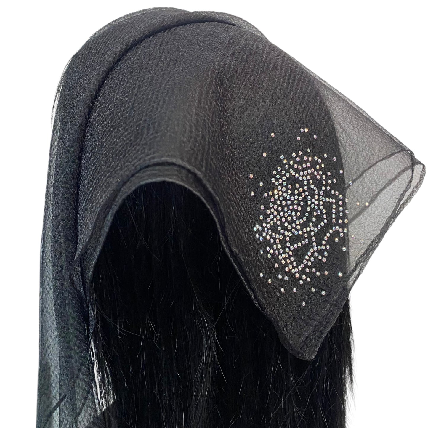 Square Solid | Rhinestone | Blooming Rose | Black
