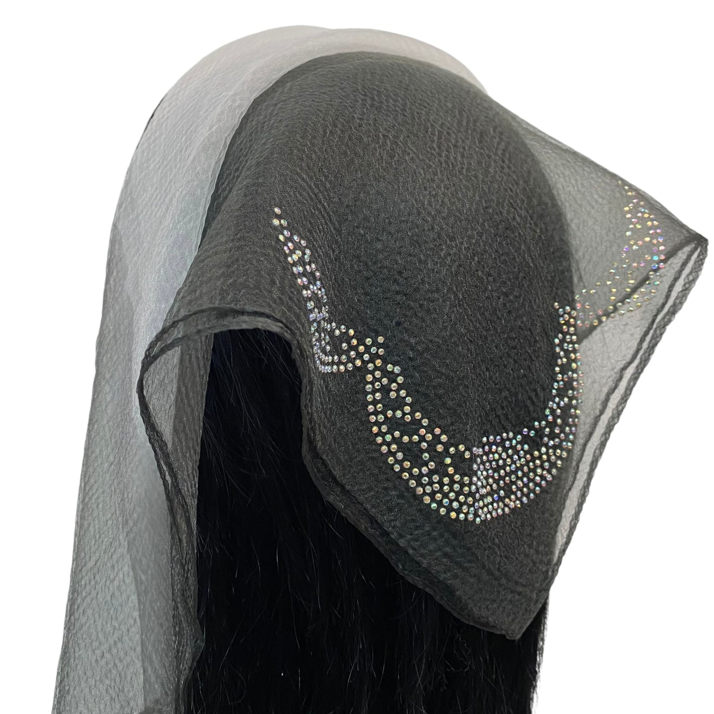 SQ Two-tone | Rhinestone | Embroidered Corner | White/black