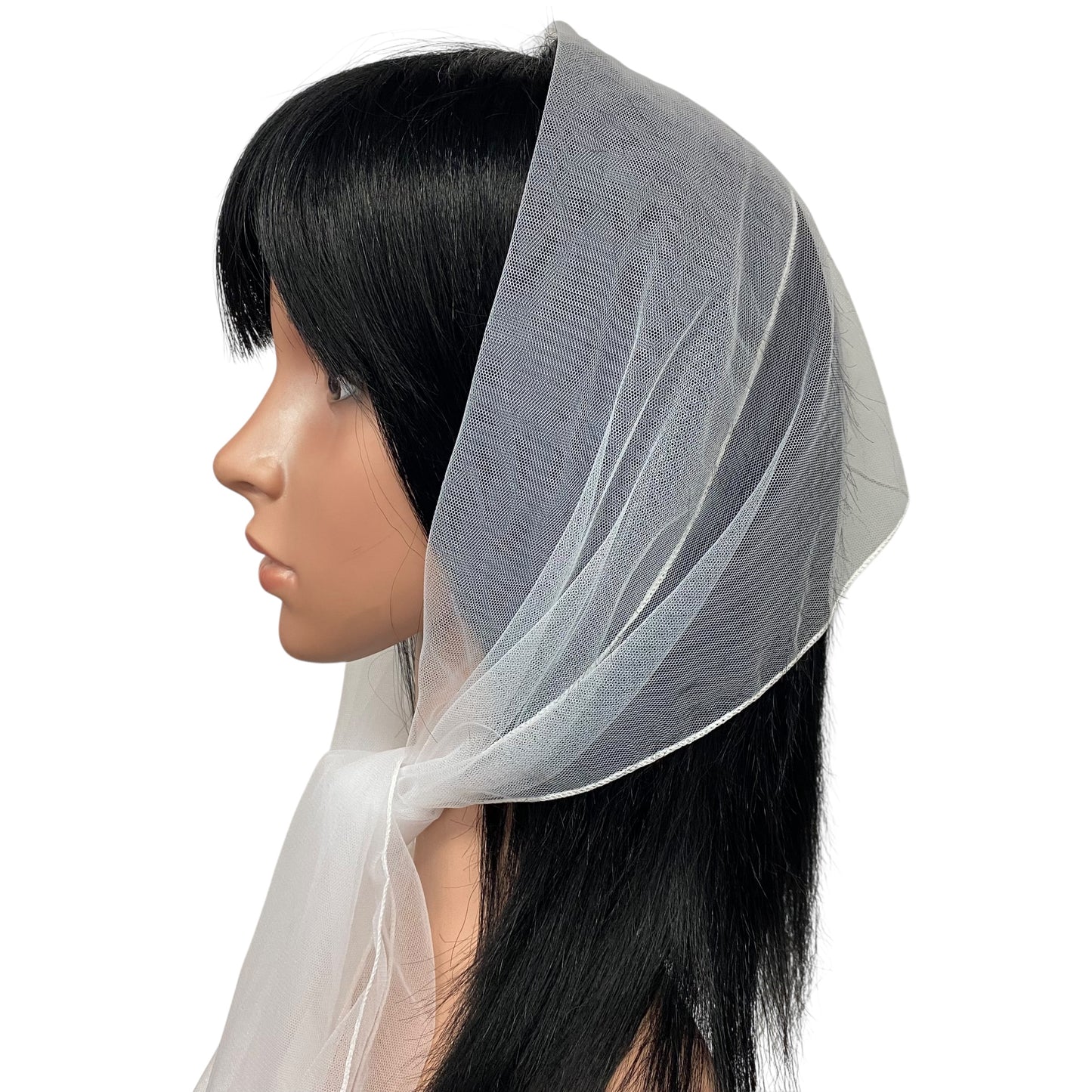 Long Solid Soft Net Scarf - White