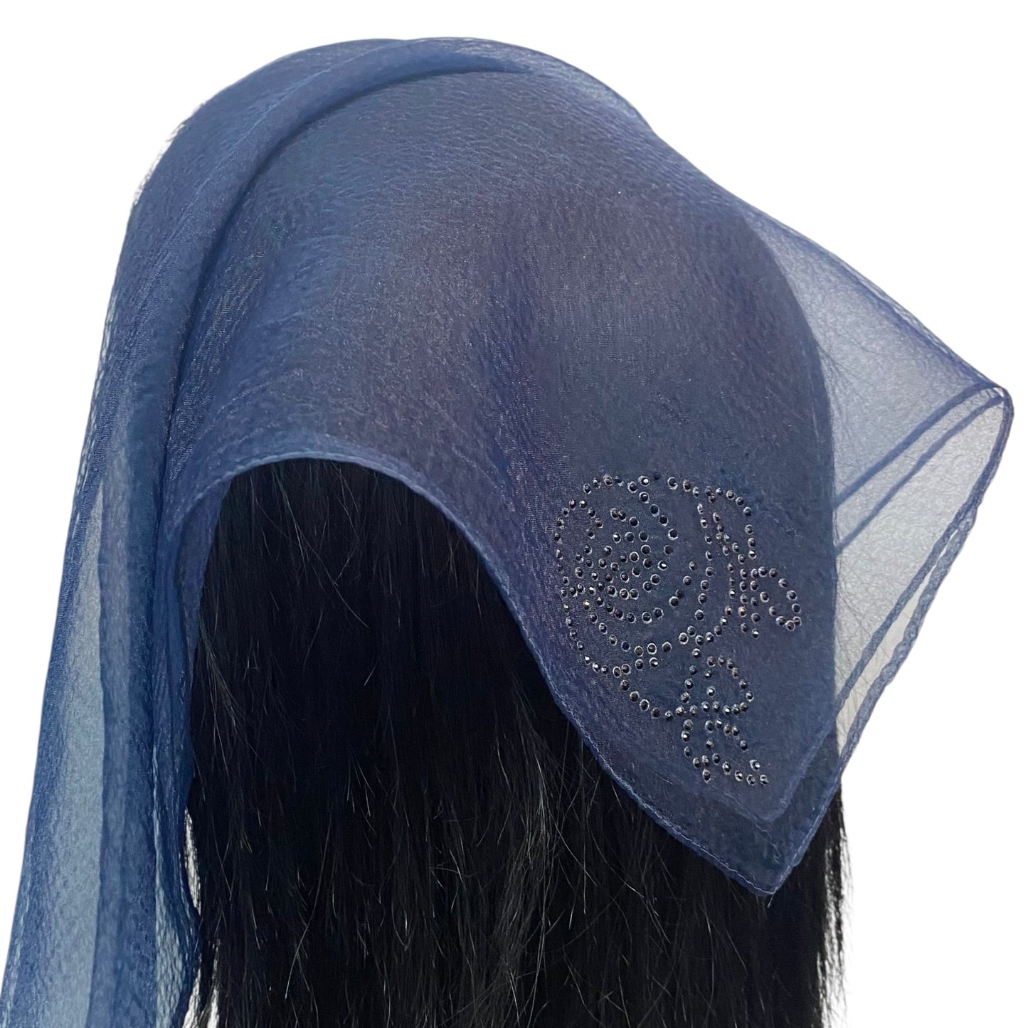 Square Solid | Rhinestone | Corner Rose | Navy/Black