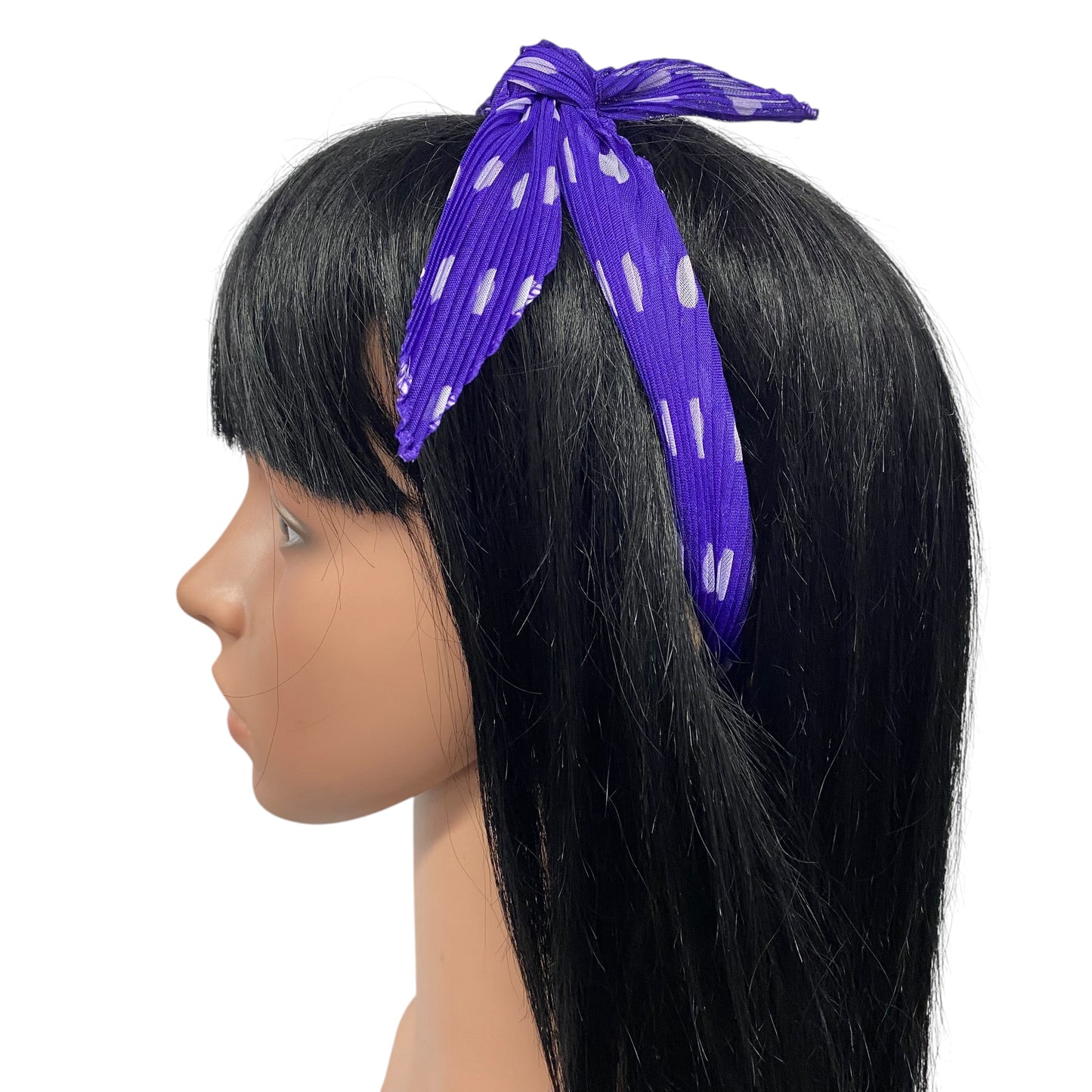 Polyester Pleated | Polka Dots | Purple