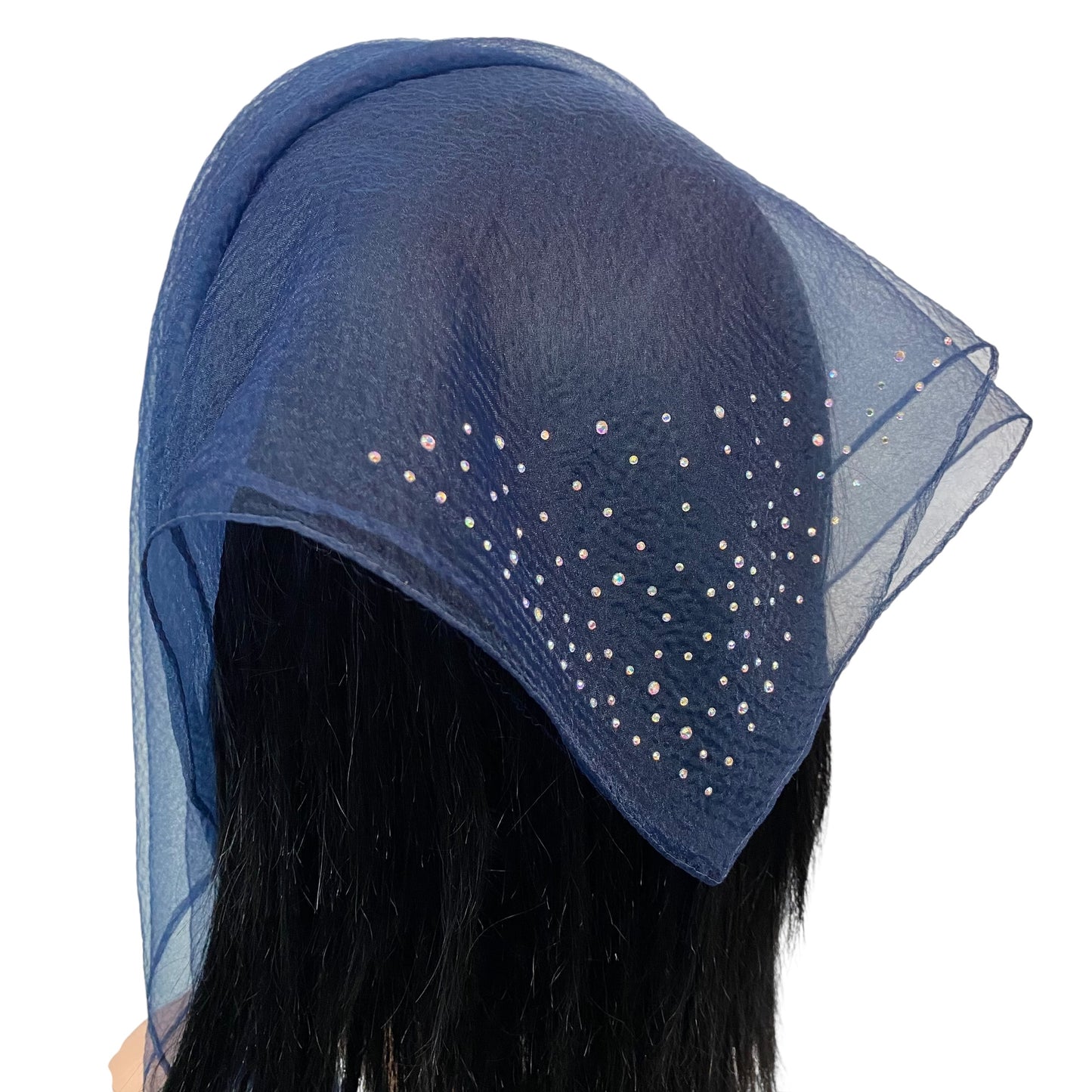 Square Solid | Dense Rhinestone Corner |Midnight navy/silver