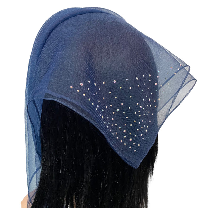 Square Solid | Dense Rhinestone Corner |Midnight navy/silver