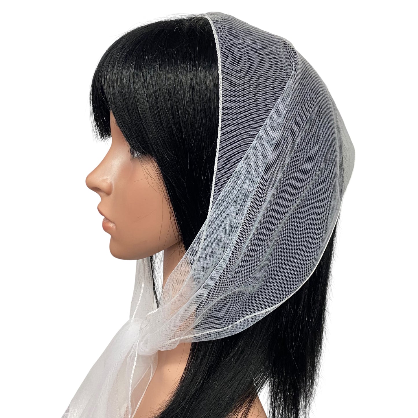 Long Solid Soft Net Scarf - White