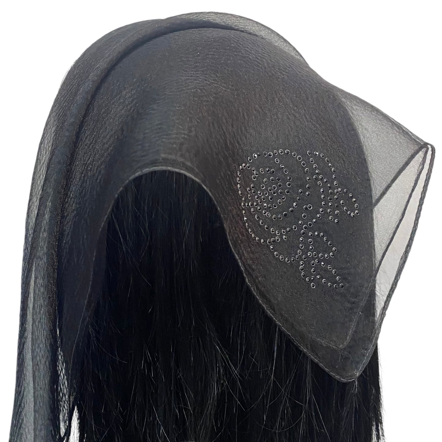 Square Solid | Rhinestone | Corner Rose | Black/Black