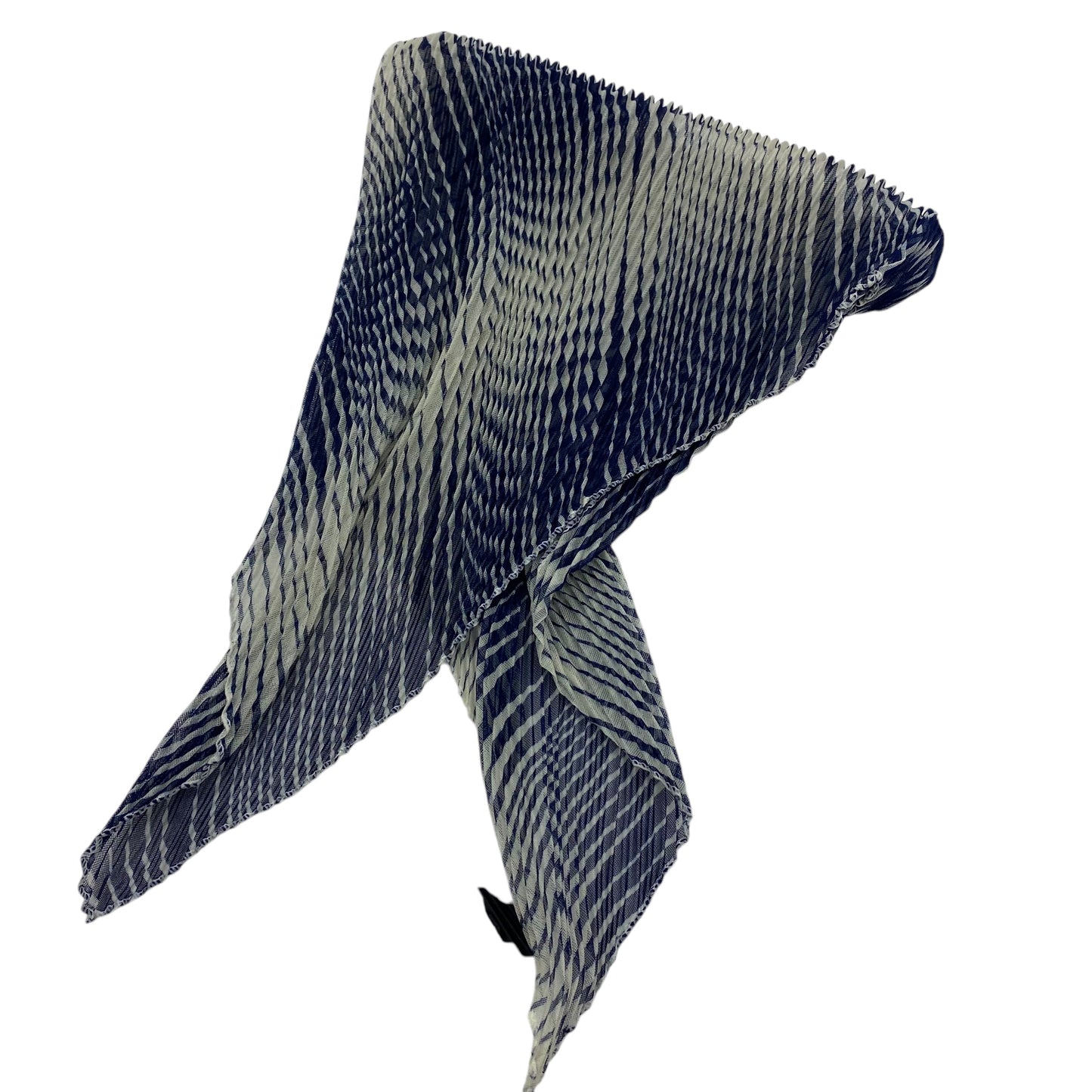 Polyester Pleated | Cream with Navy blue