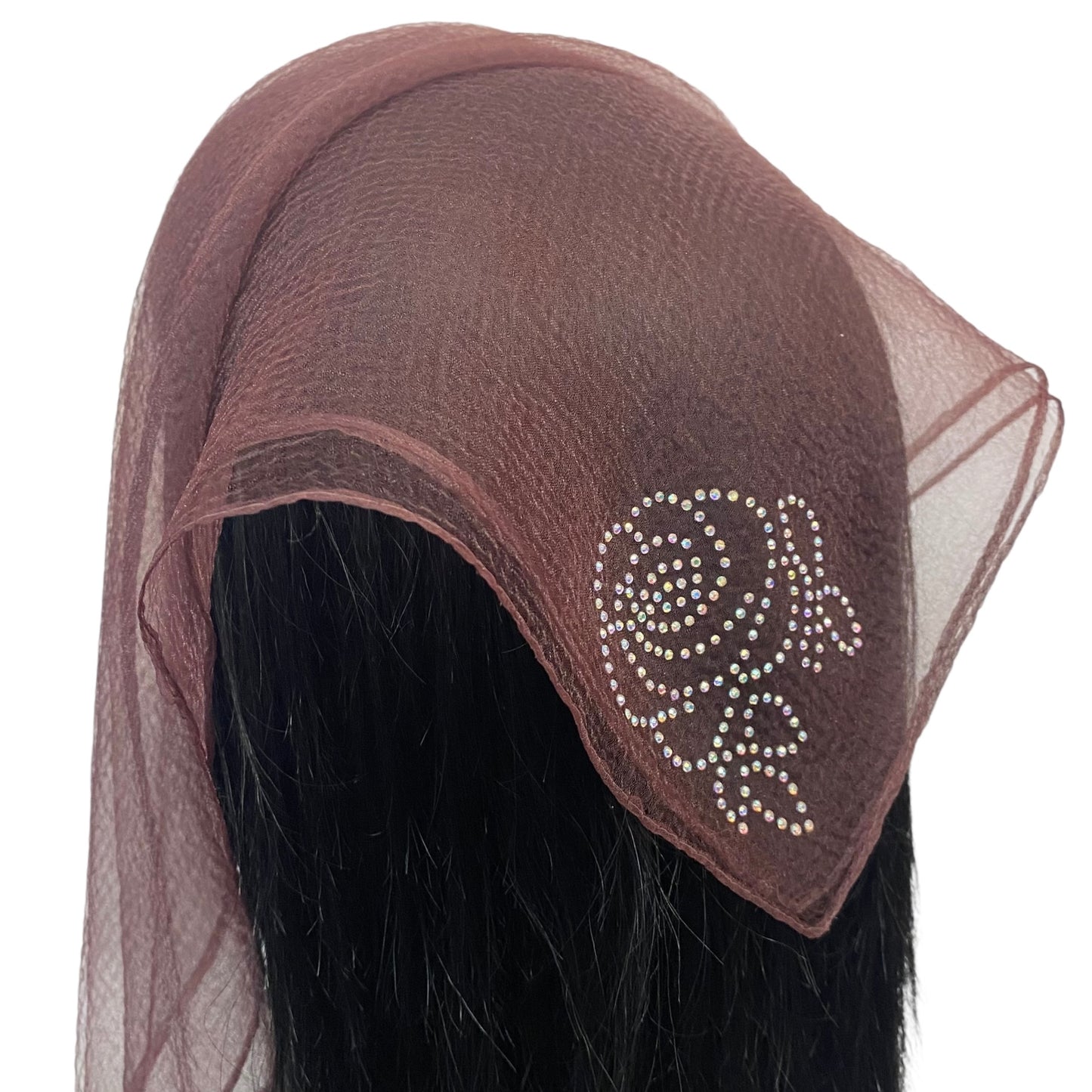 Square Solid | Rhinestone | Corner Rose |Brown