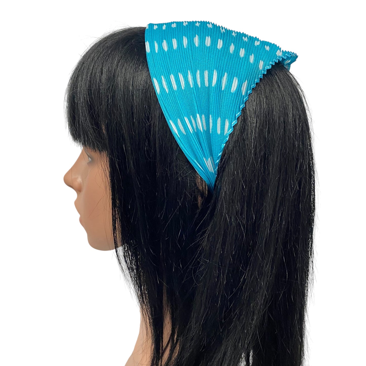 Pleated Polyester | Polka Dots | Aqua Blue