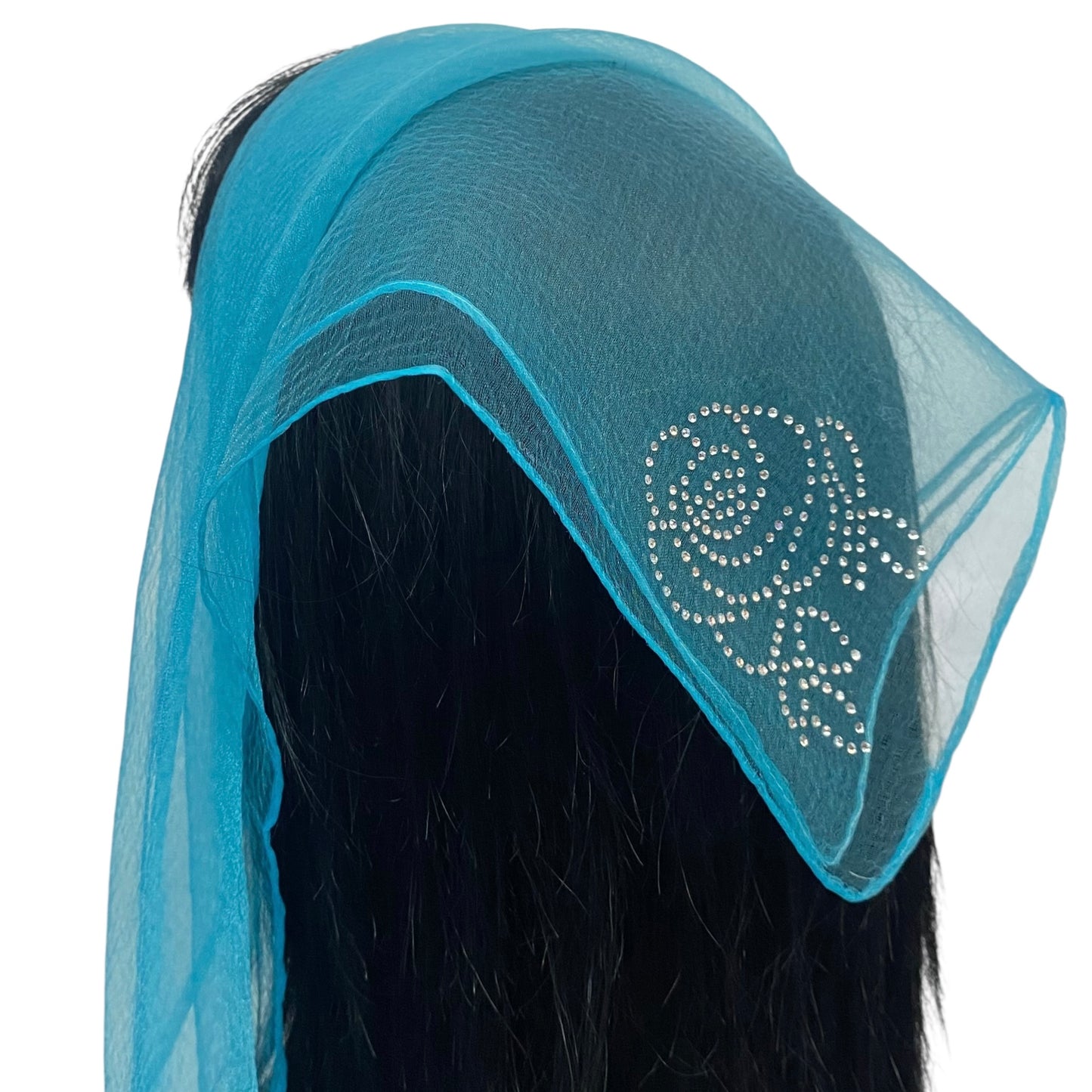 Square Solid | Rhinestone | Corner Rose | Turquoise