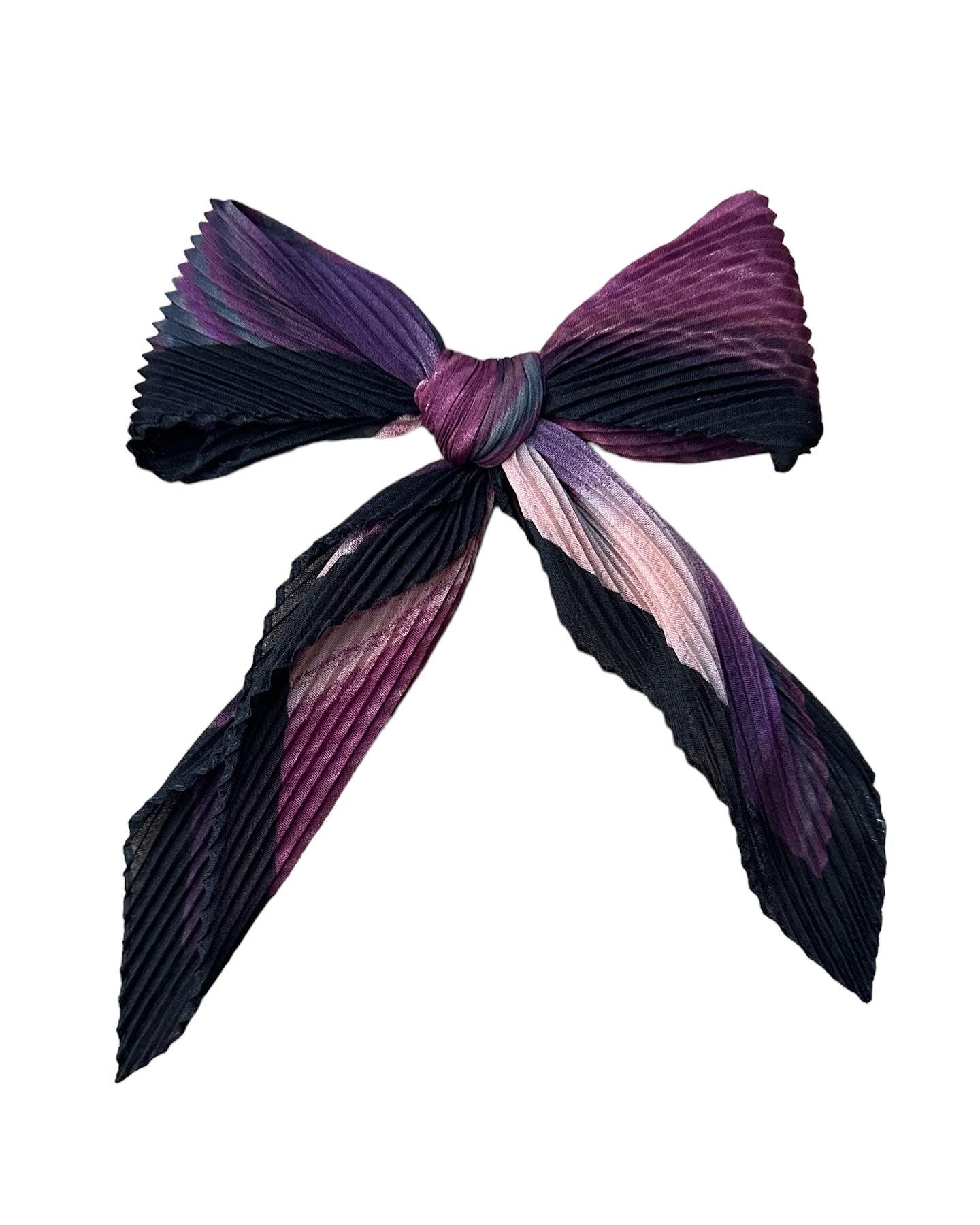 115-86 | Pleated Italian | Striped Ombre with border | Purple and Peach