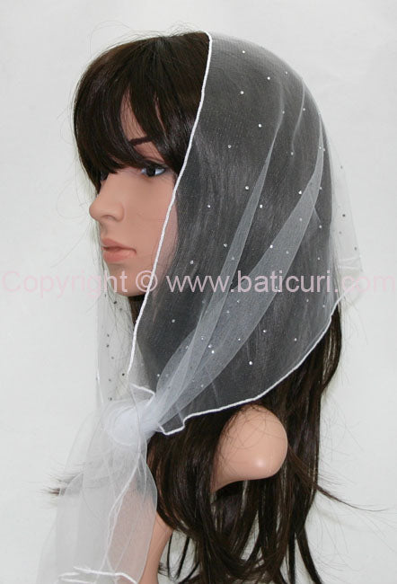 L2- OB Net Light Rhinestones All-over Scarf- White/Silver