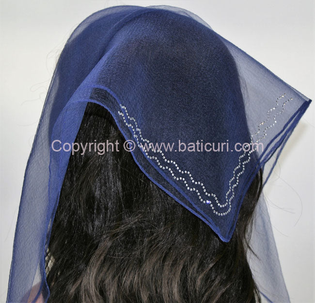 Square Solid | Rhinestone | Double Zig-Zag | Navy Blue