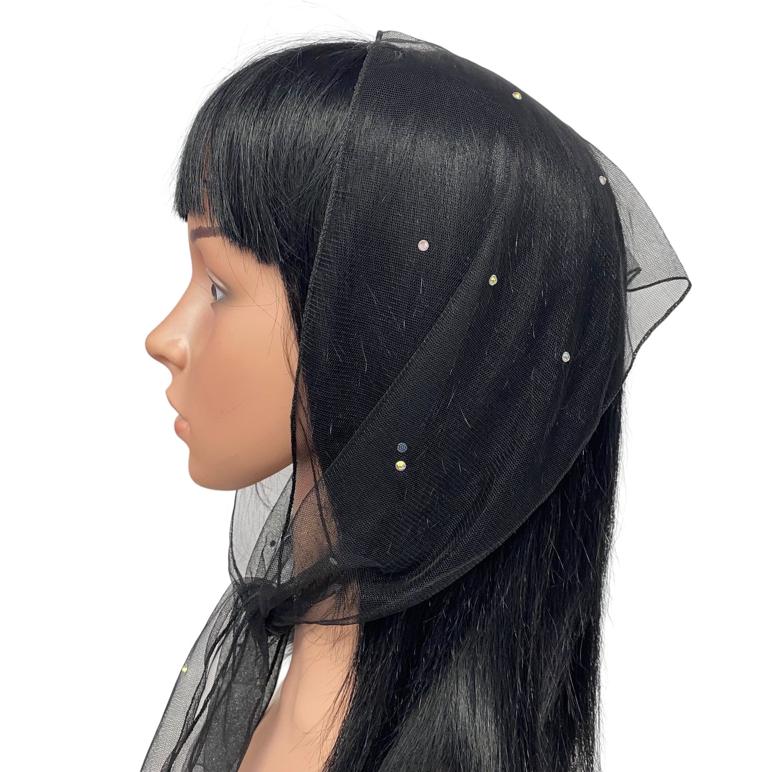 L2- Oblong Net Lightweight Rhinestones All-over Scarves