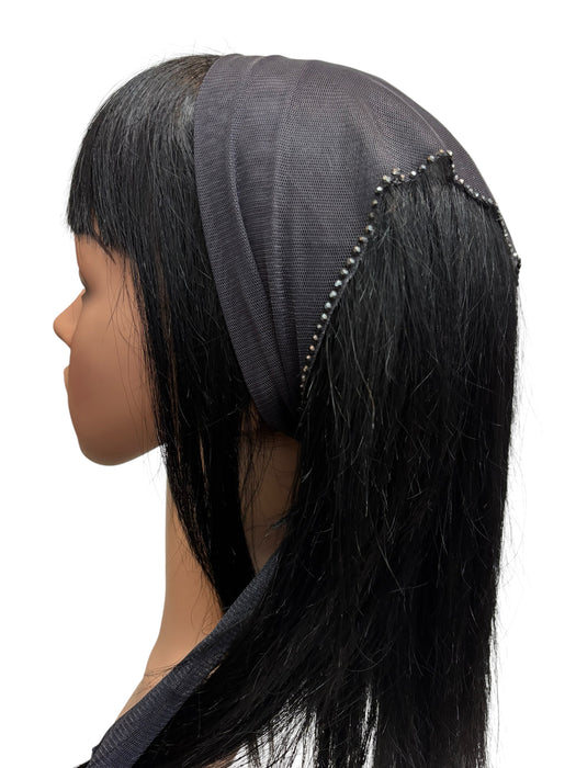 #1 Long Triangle Net Single Straight Line Rhinestones Corner-Charcoal