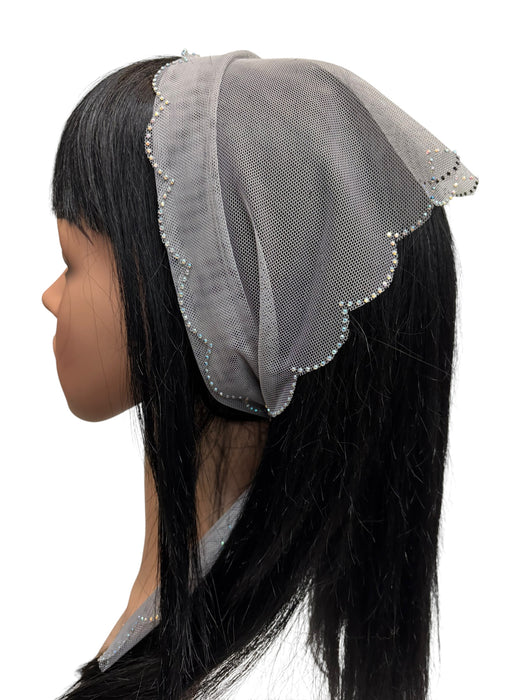 78-03 Long Triangle | Scallop Rhinestone Border | Gray