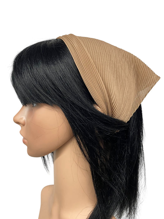 New Soft Solid Pleated Scarves-Beige