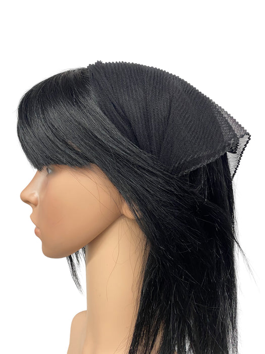 New! Soft Sheer Net | Solid Pleated Scarves | Black