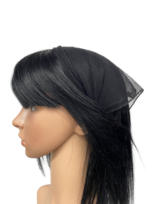 New! Soft Sheer Net | Solid Pleated Scarves | Black