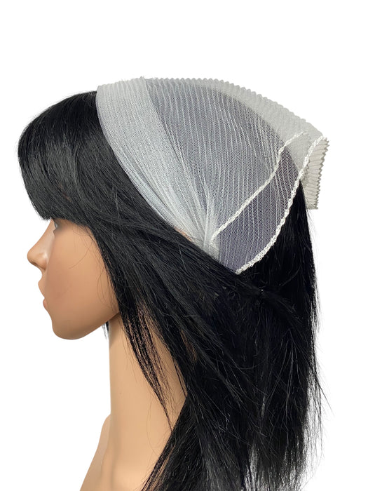 New! Soft Sheer Net | Solid Pleated Scarves | White