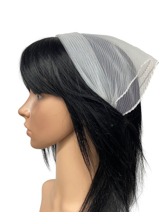 New! Soft Sheer Net | Solid Pleated Scarves | White