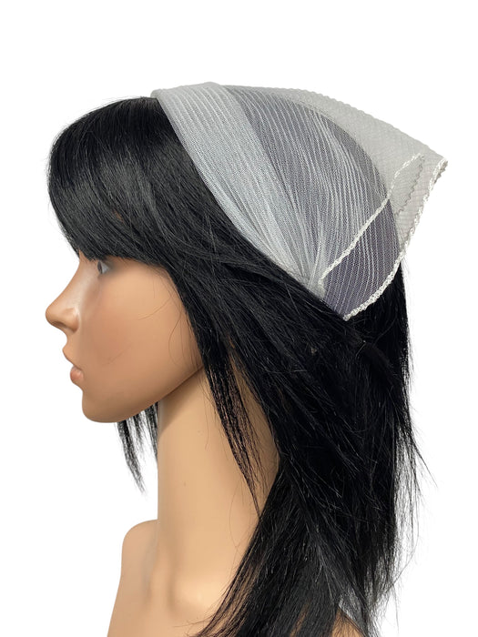 New! Soft Sheer Net | Solid Pleated Scarves | White