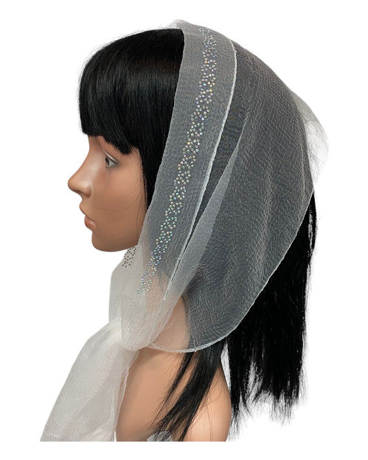Long Narrow | Nylon  | New Flourish Border Rhinestones | Scarf