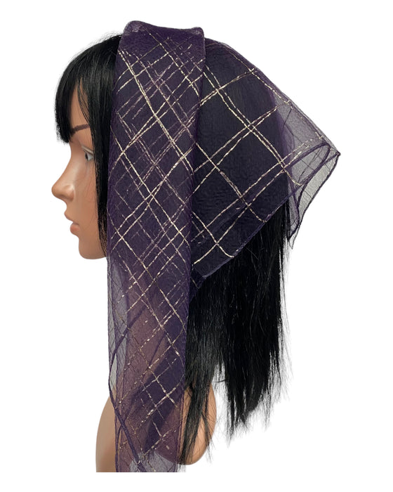 Gold Lurex (Checkered) | Square | Eggplant