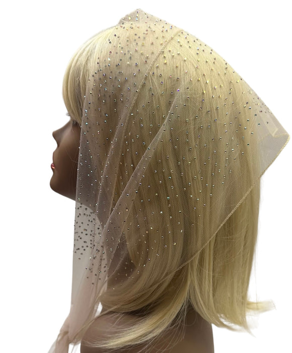 Long Net | Dense All Over Rhinestones | Black