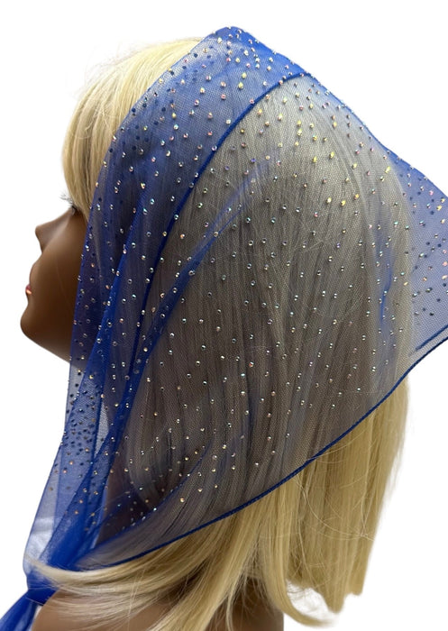 Long Narrow Net | Dense All Over Rhinestones | Royal Blue