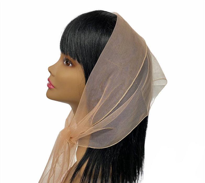 Long Solid Lightweight Soft Net Scarf-Beige