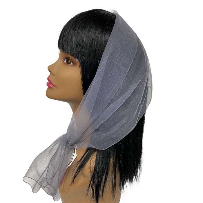 Long Solid Lightweight Soft Net Scarf -Slate Grey