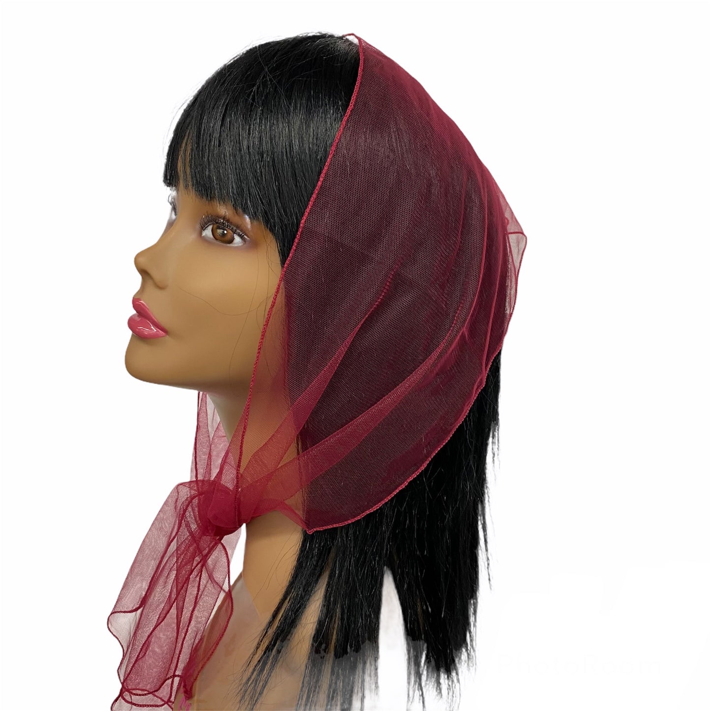Long Solid Lightweight Soft Net Scarf -Maroon