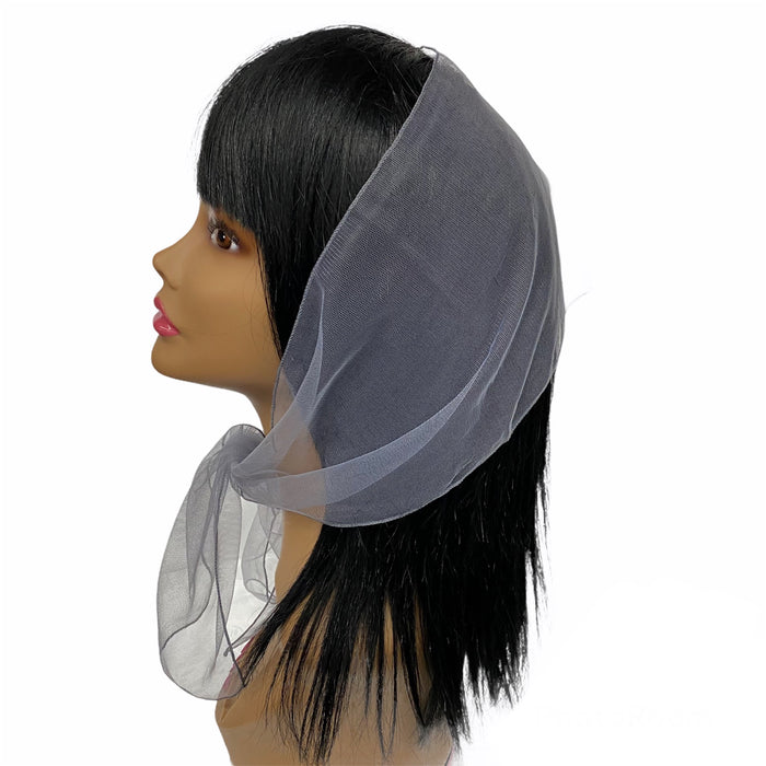 Long Solid Lightweight Soft Net Scarf -Slate Grey