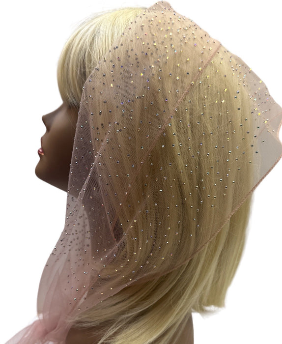 Long Net | Dense All Over Rhinestones | Black