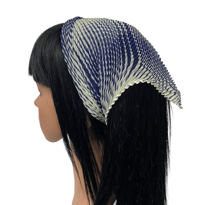 Polyester Pleated | Cream with Navy blue