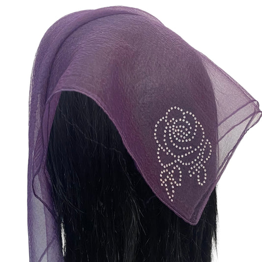 Square Solid | Rhinestone | Corner Rose | Eggplant