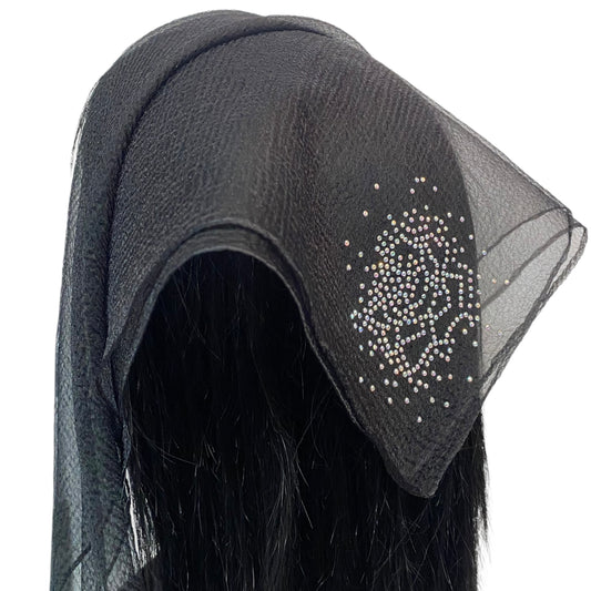 Square Solid | Rhinestone | Blooming Rose | Black