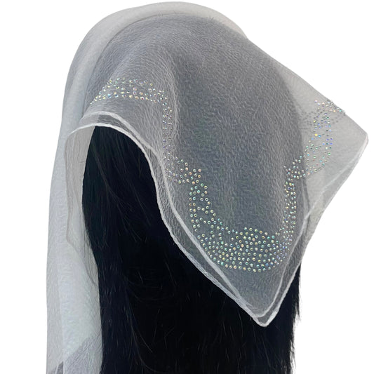 SQ Solid | Rhinestone | Embroidered Corner |White