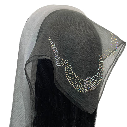 SQ Two-tone | Rhinestone | Embroidered Corner | White/black