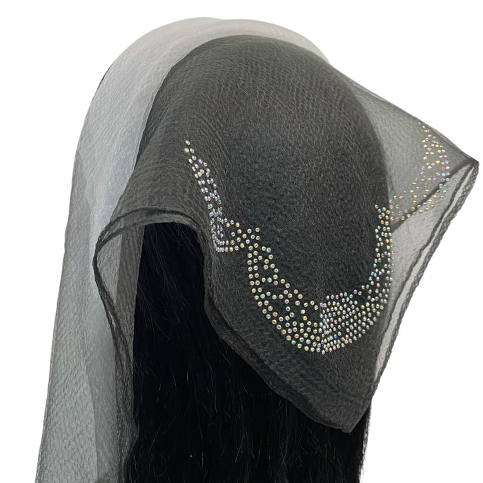 SQ Two-tone | Rhinestone | Embroidered Corner | White/Black