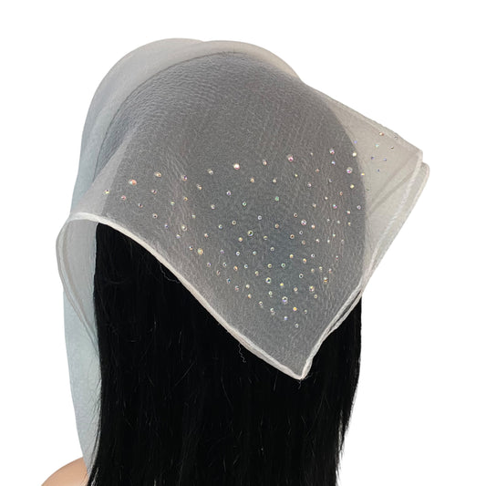 Square Solid | Dense Rhinestone Corner | White/silver
