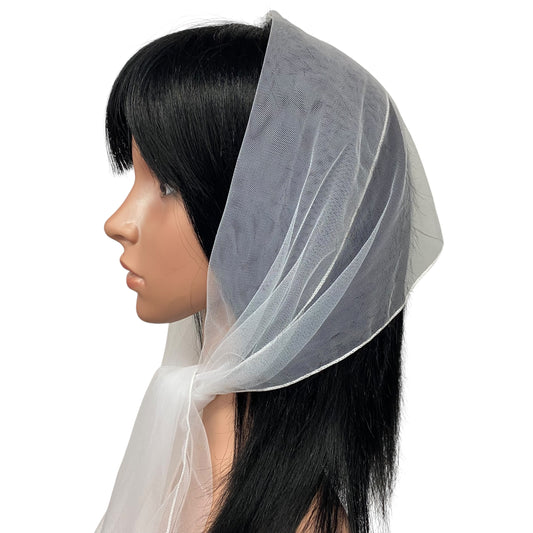 Long Solid Soft Net Scarf - White