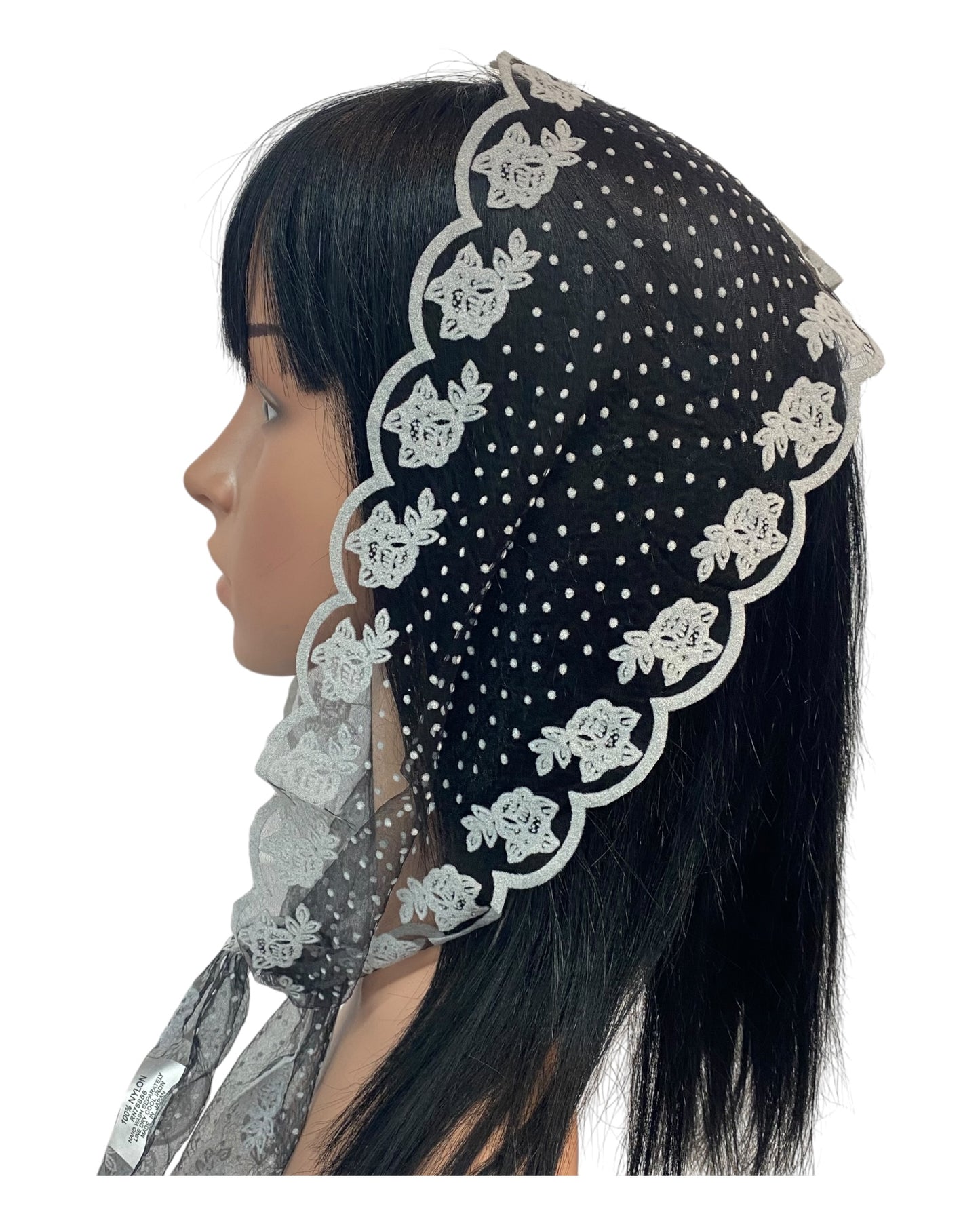 #28 | Small Rectangular | Zig Zag Rose Edge| Snowflakes | Black