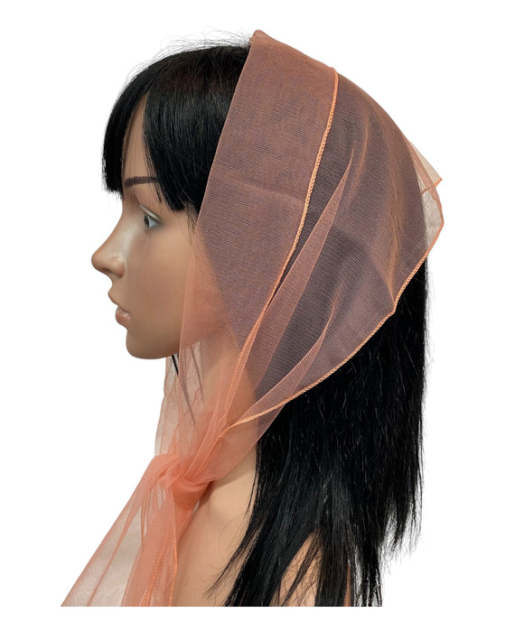 Long  (M) Solid Soft Net Scarf ≈9”x50”-Peach